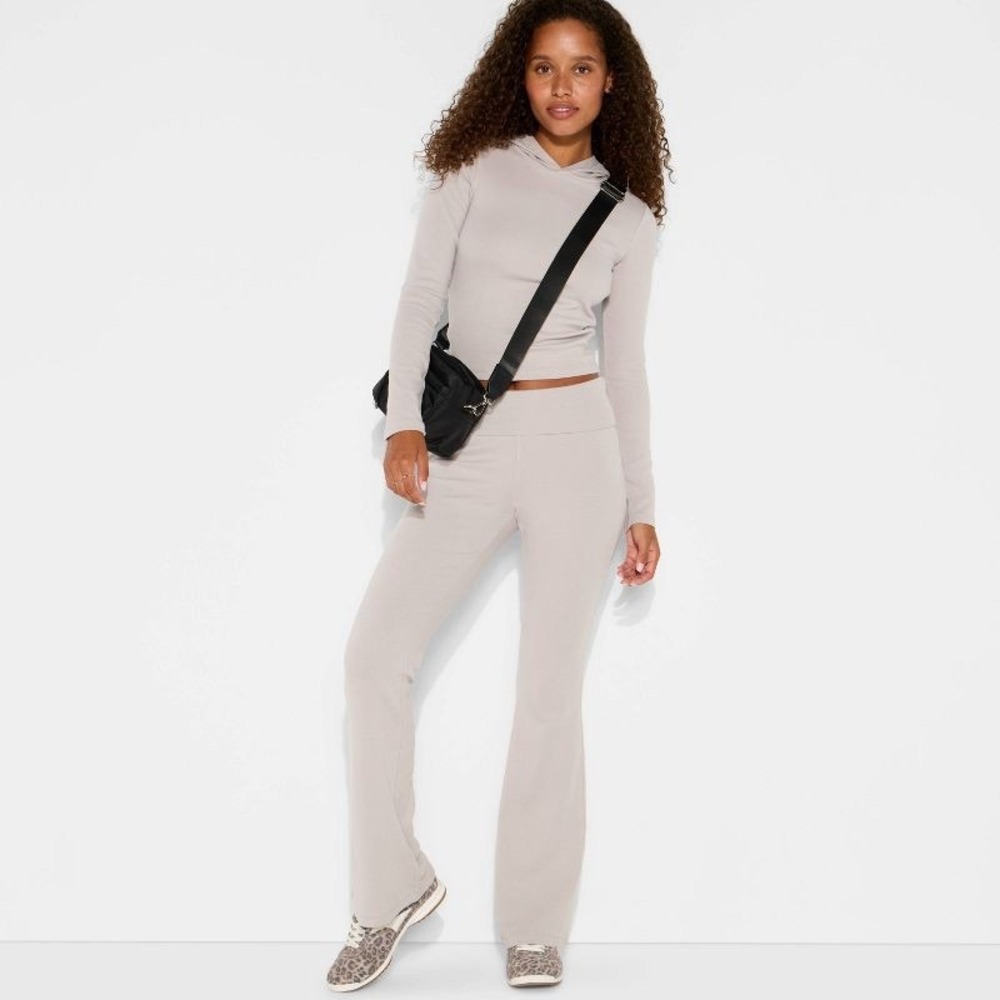Wild Fable Lavender Grey Hooded Top and Flare Pants Lounge Set L